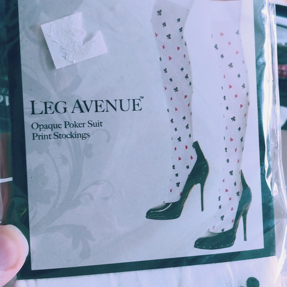 Card socks, poker suit knee highs, print stockings, card themed, halloween